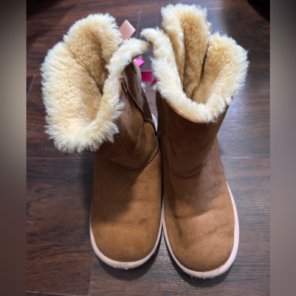 UGG Other - UGG Kids Tan and Pink Bailey Bow Boots